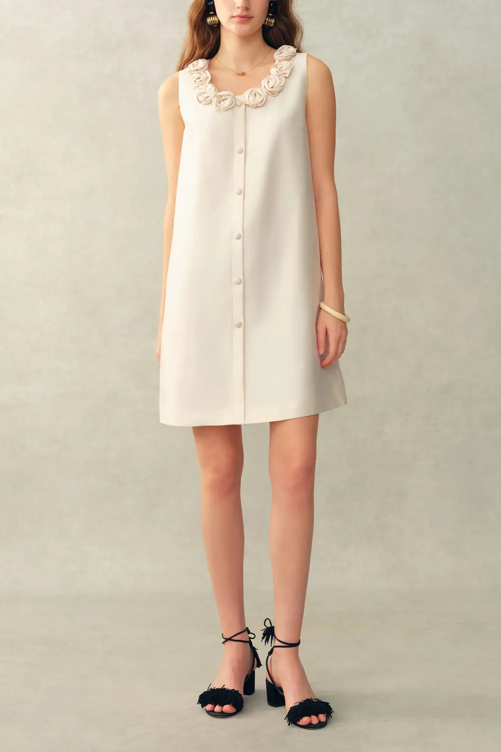Floral Silk Wool Knit Mini Dress
