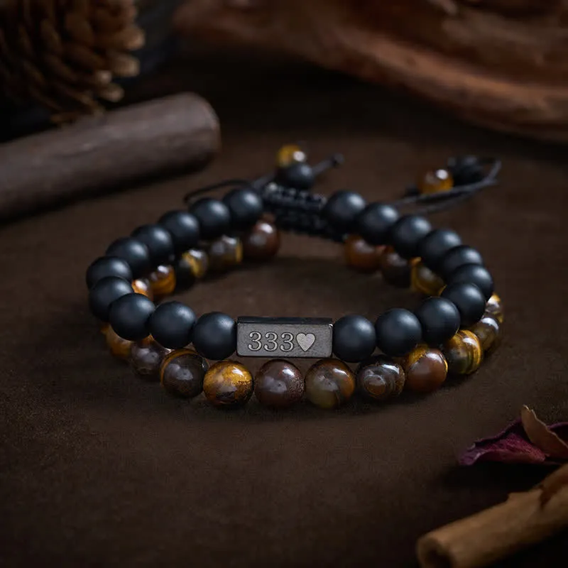 Frosted Stone Tiger Eye Angel Number Cure Bracelet