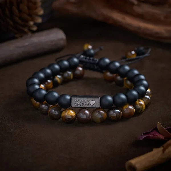 Frosted Stone Tiger Eye Angel Number Cure Bracelet