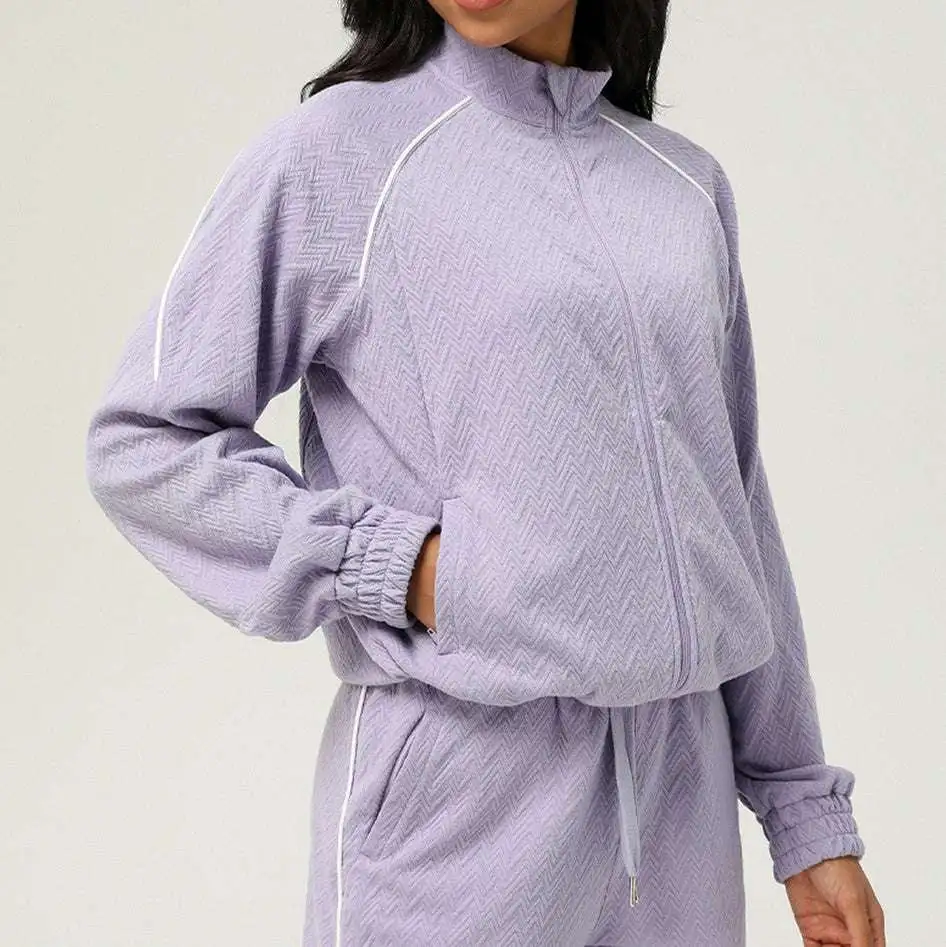 Long-Sleeve High-Waist Jacket and Shorts Active Set