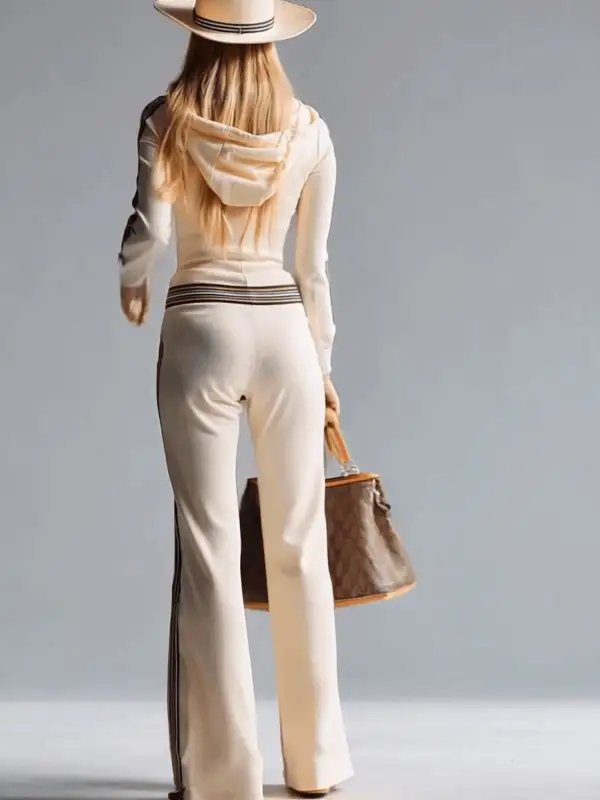 Striped Zip Front Hooded Jumpsuit