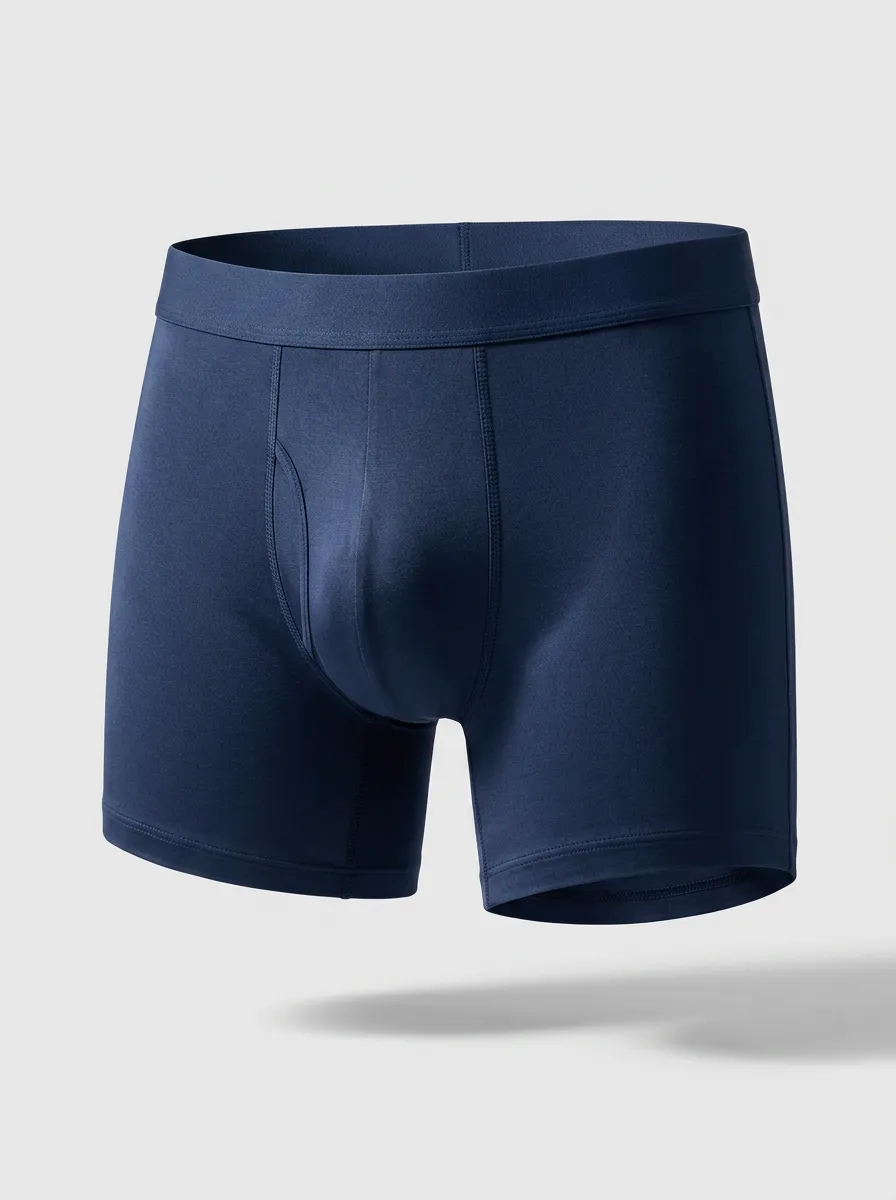 Men's Solid Navy Blue Minimalist Printed Boxer Briefs