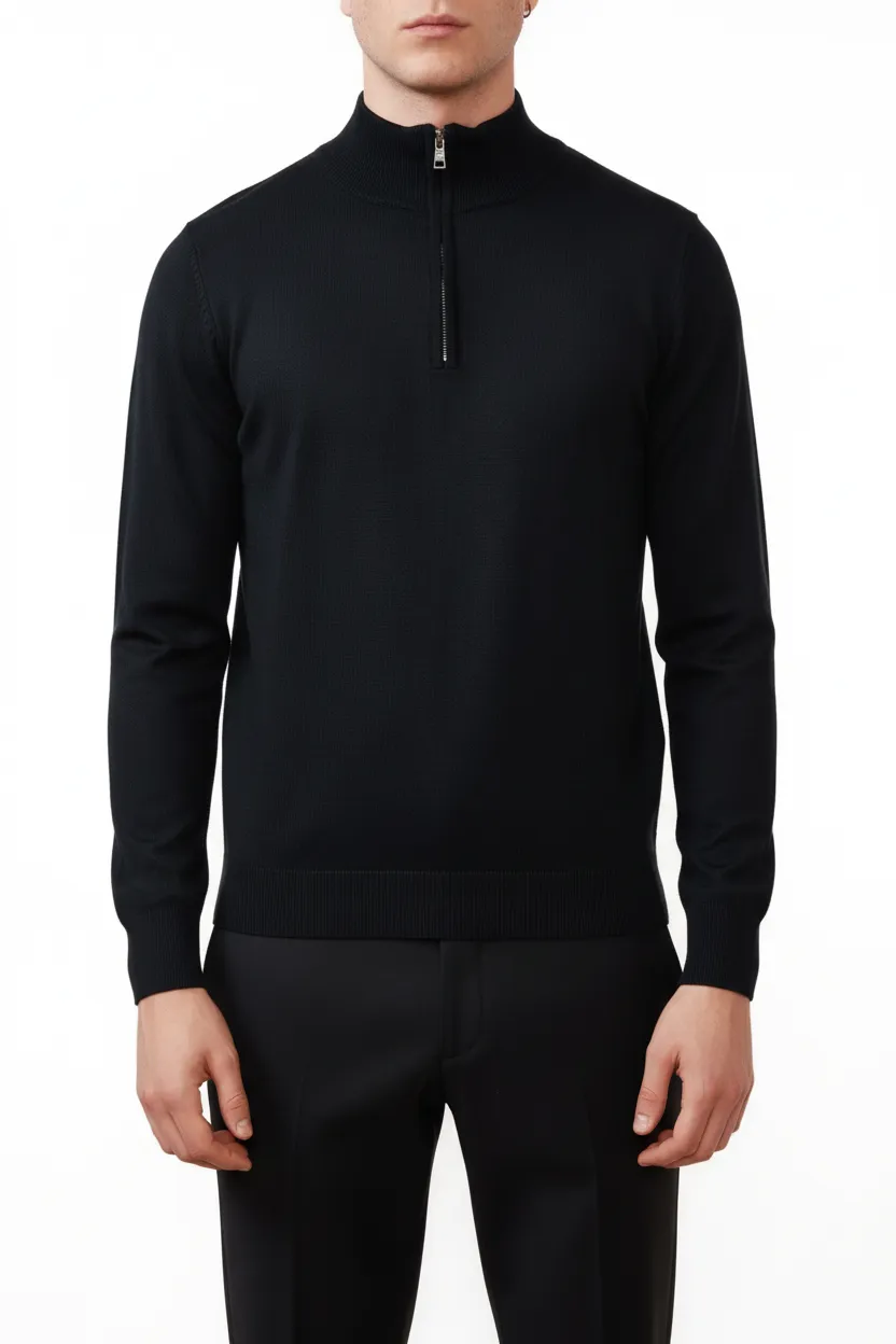 Viscose Refined Half Zip Sweater