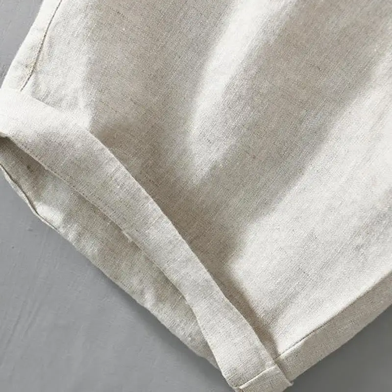 Drawstring Linen Blend Shorts