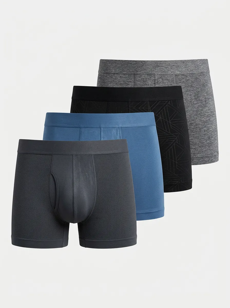 Men's Multi Pack Geometric Patterned 4-Pack Boxer Briefs