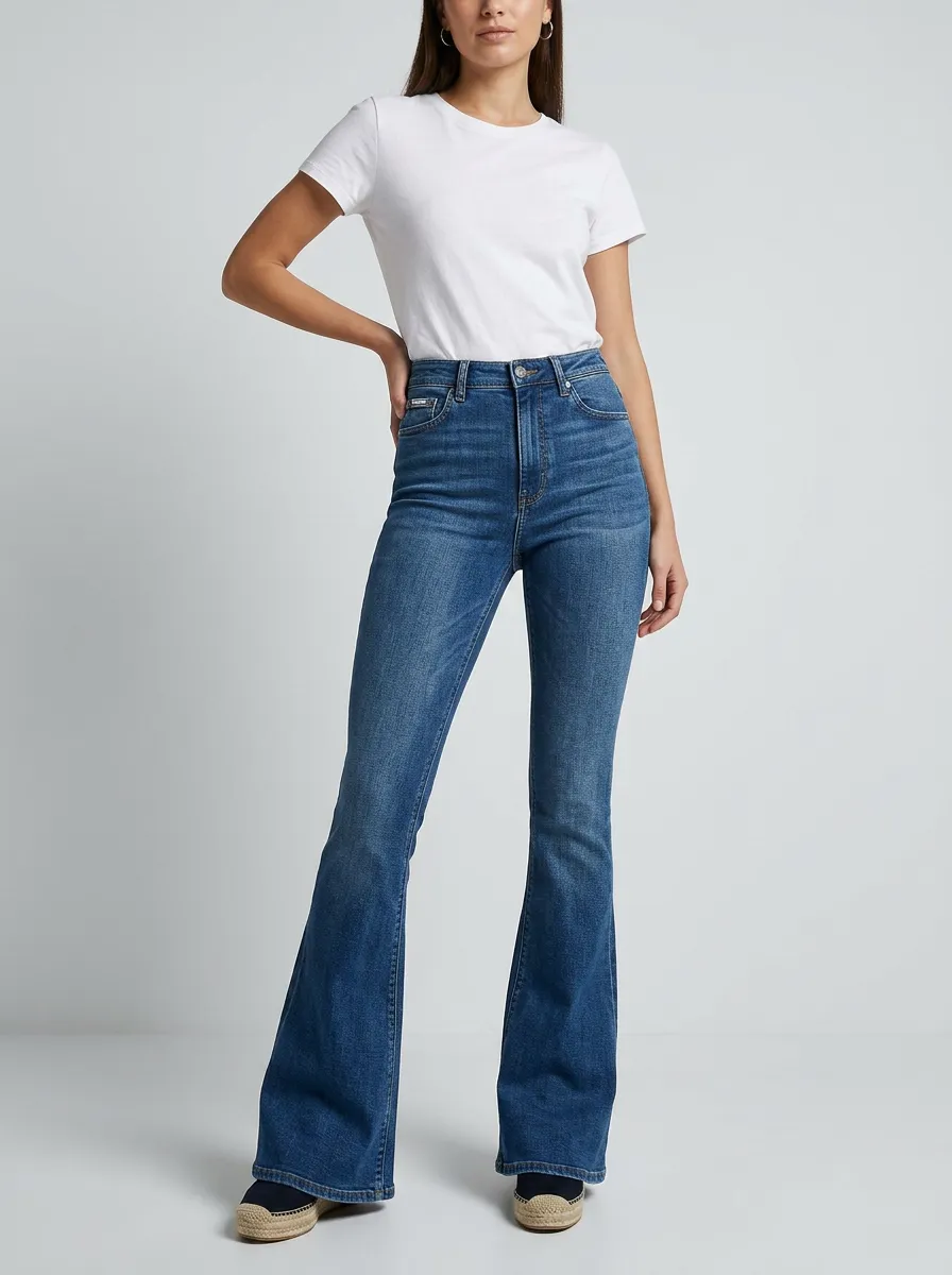 Classic Everyday Women's High-Waist Stretch Flare Jeans