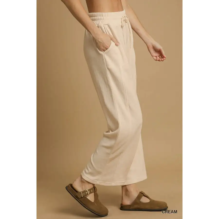 Minimal Drawstring Wide Leg Pants