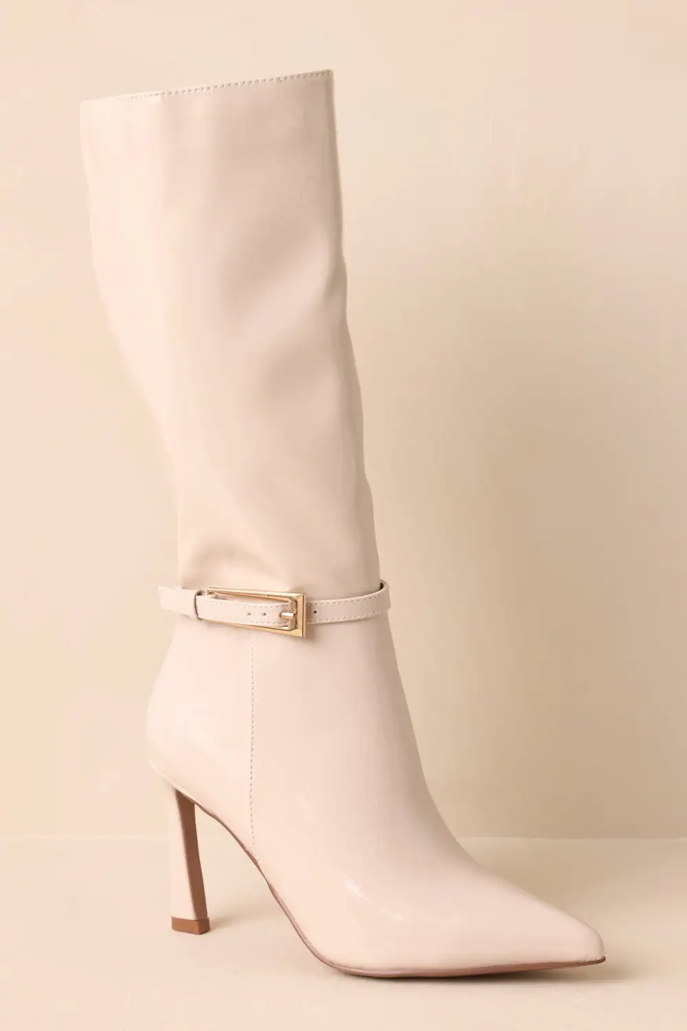 Structured Faux Leather Leather Boots