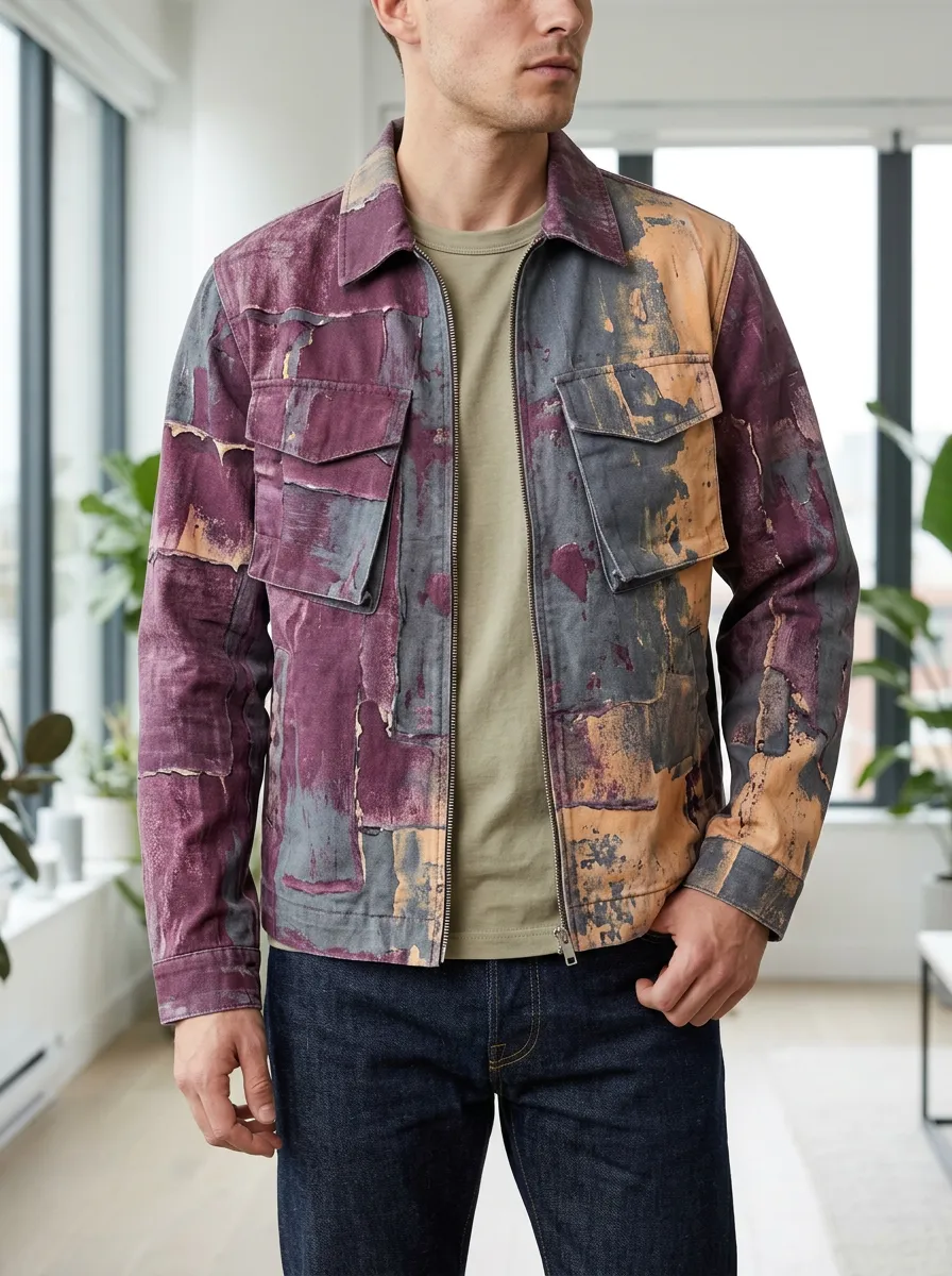 Men's Abstract Patchwork Art Printed Jacket