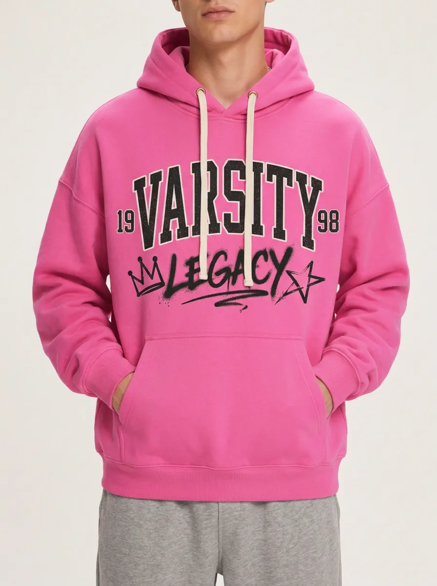 Men's Varsity Legacy Crown Star Graphic Printed Hoodie