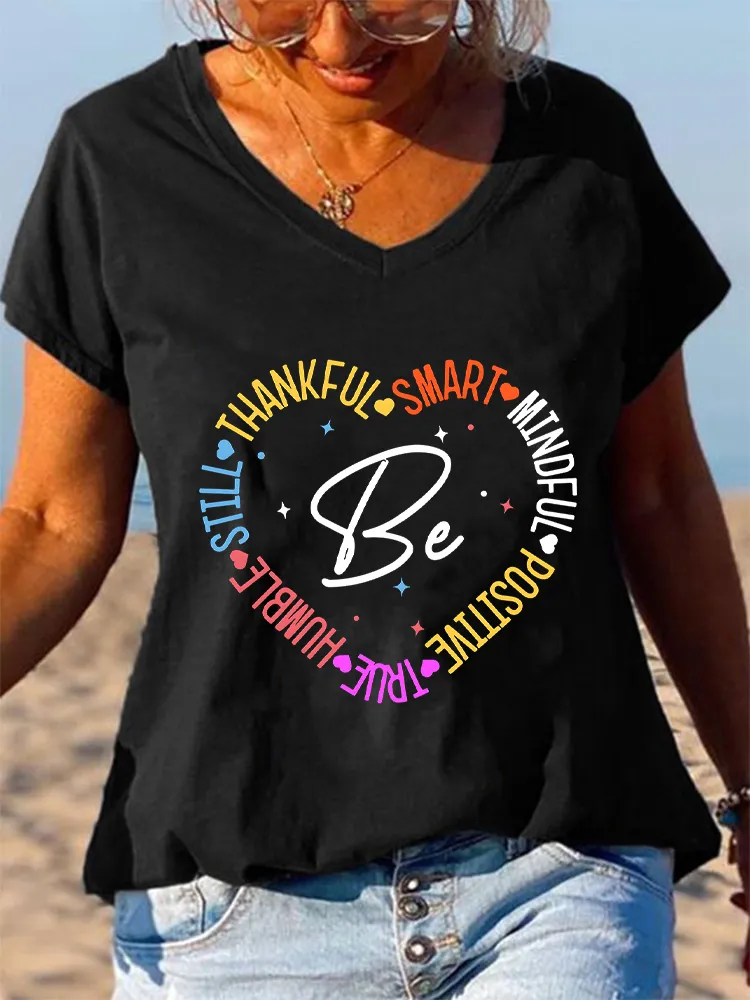Be Thankful Themed V-Neck T-Shirts