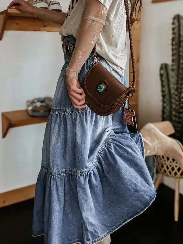 Tiered Denim Skirt
