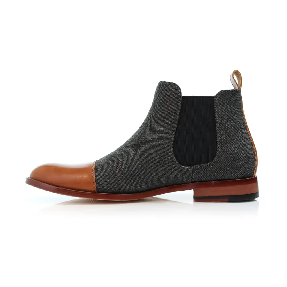 Faux-Leather Two-Tone Slip-On Chelsea Boots