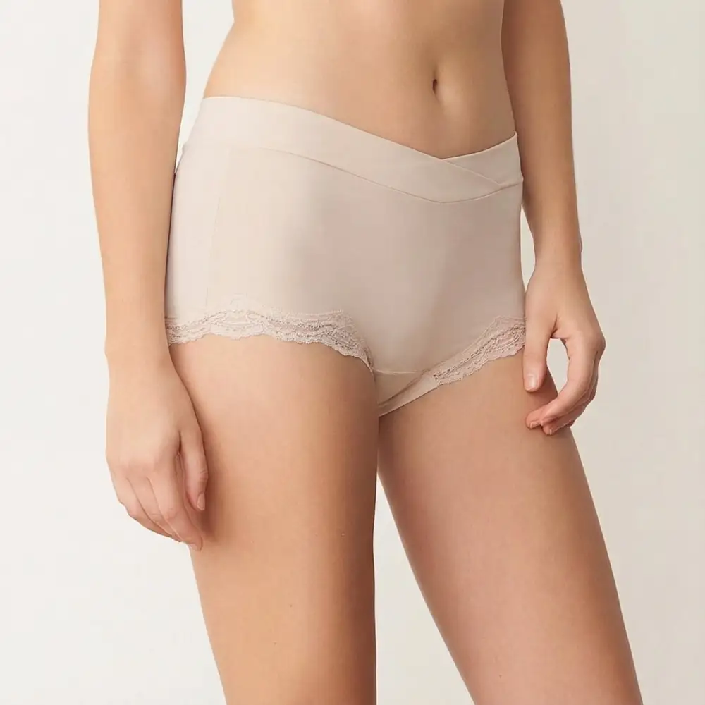 Lace Crossover-Waist Modal Boyshort