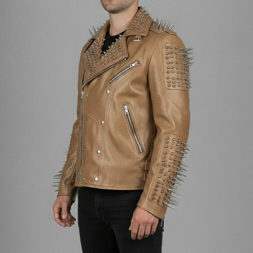 Leather Biker Motorcycle Studded Jacket