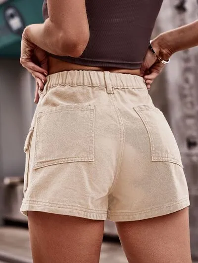 Classic High Waist Denim Shorts with Pockets