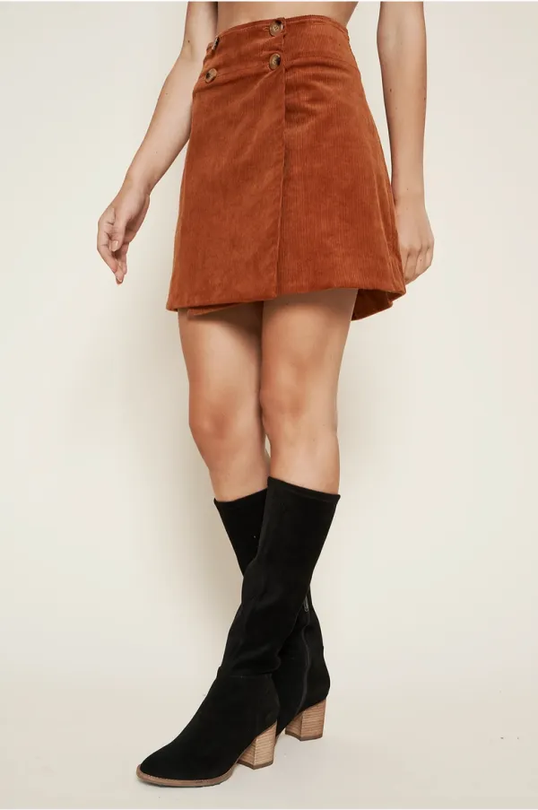 Camel High Waisted Corduroy Mini Skirt