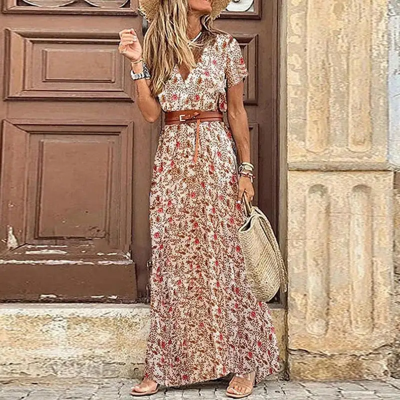 Women's Belted Boho Dress