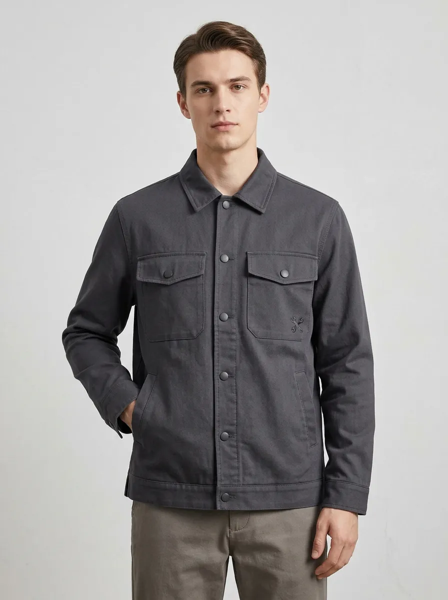 Men's Mechanic Enthusiast Wrench Logo Embroidered Jacket