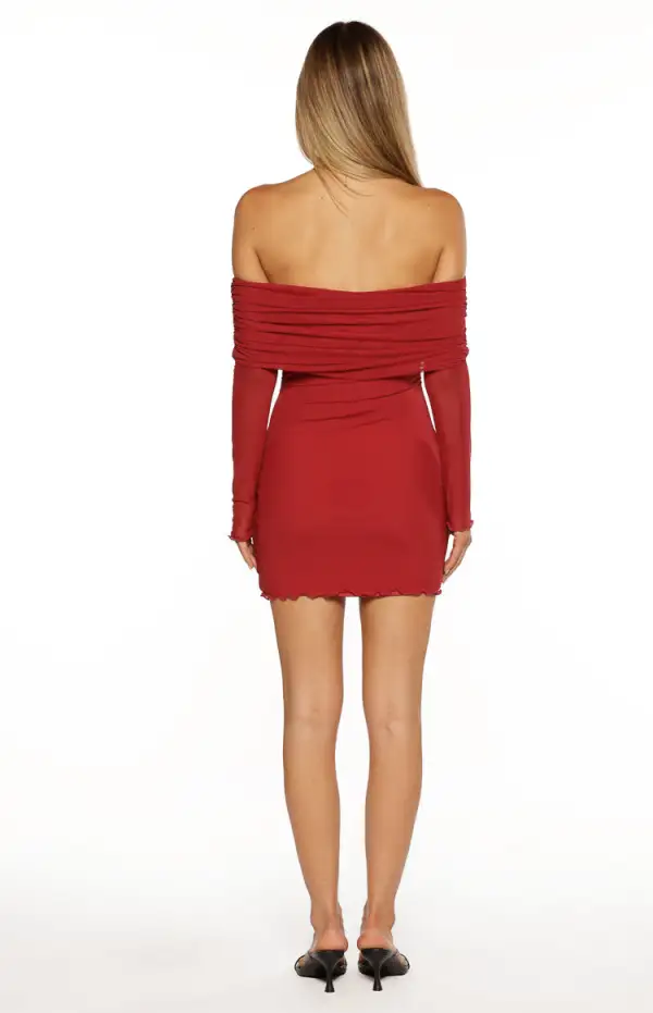 Ruched Long Sleeve Bodycon Mini Dress