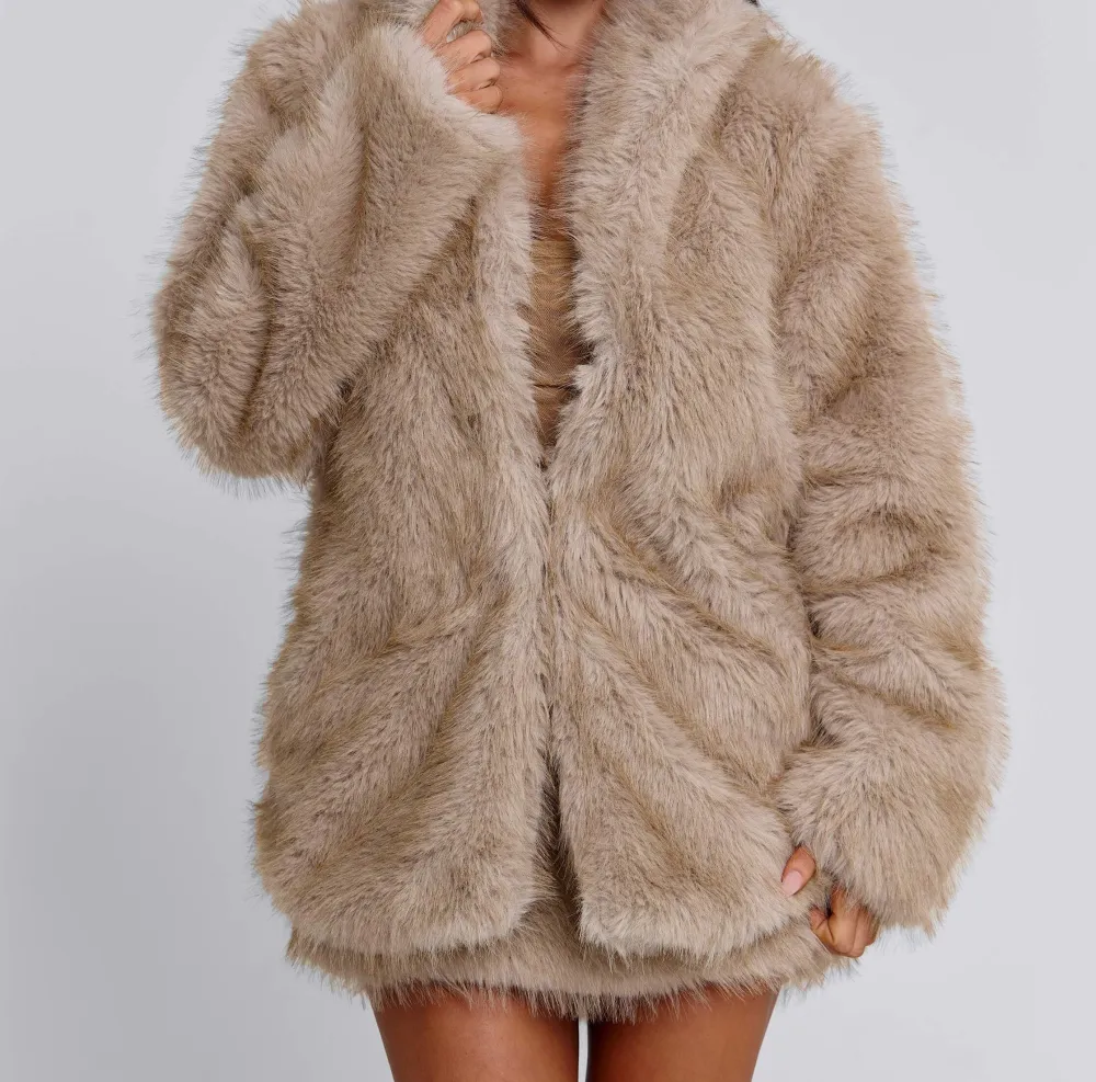 Tan Faux Fur Long Coat