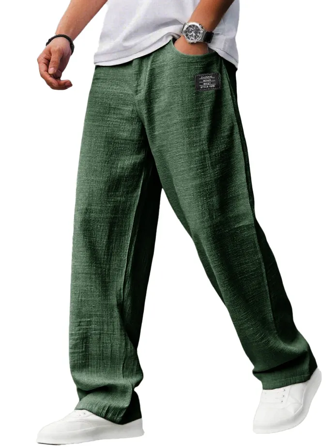 Linen Blend Drawstring Trousers