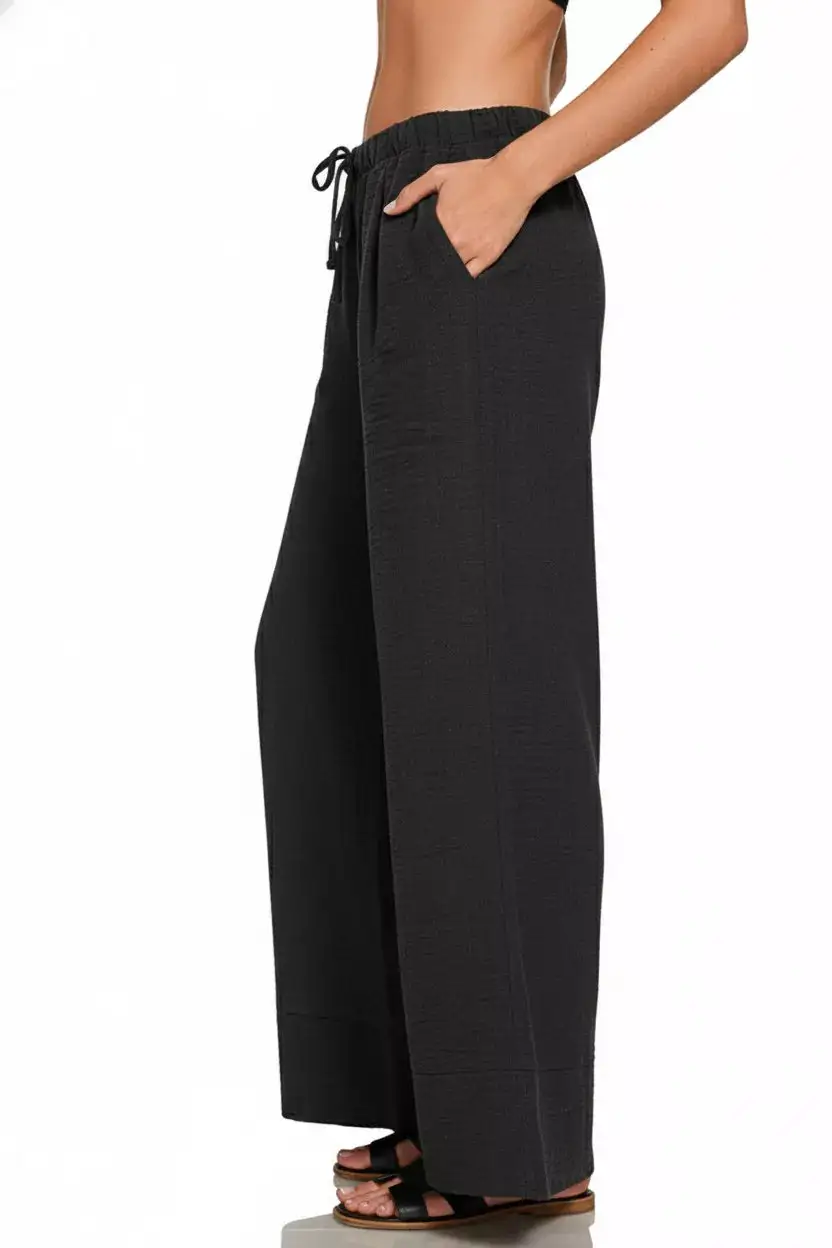 Drawstring Pocketed Casual Everyday Pants