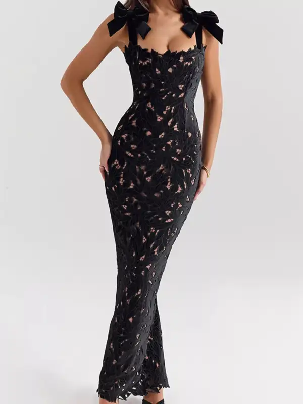 Gathered Detail Slit Maxi Dress