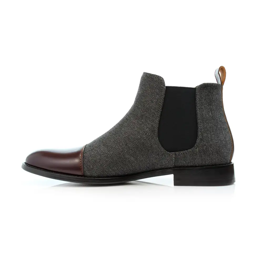 Faux-Leather Two-Tone Slip-On Chelsea Boots