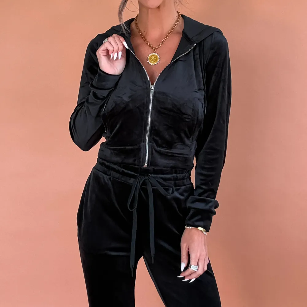 Velvet Zip-Up Hoodie