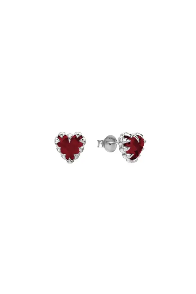 Garnet Heart Earrings