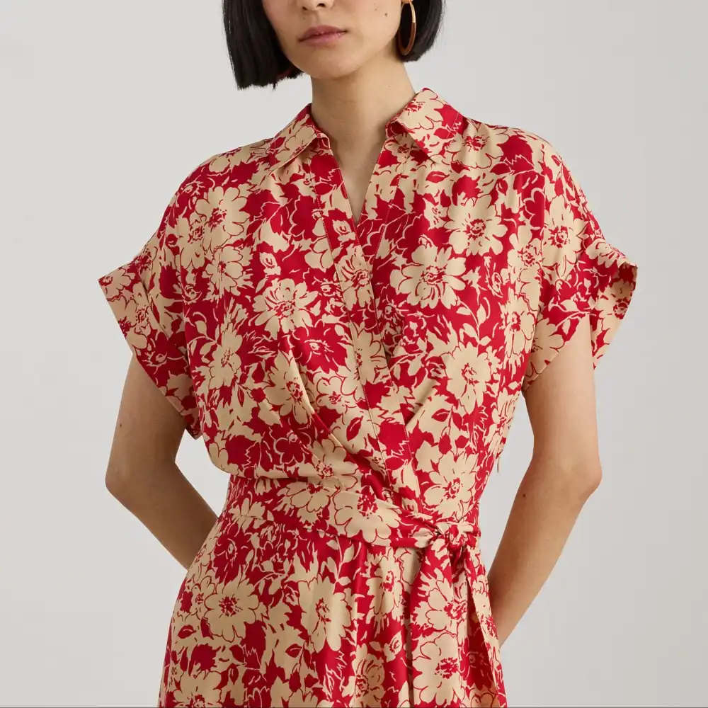 Belted Floral Women's Casual Dress