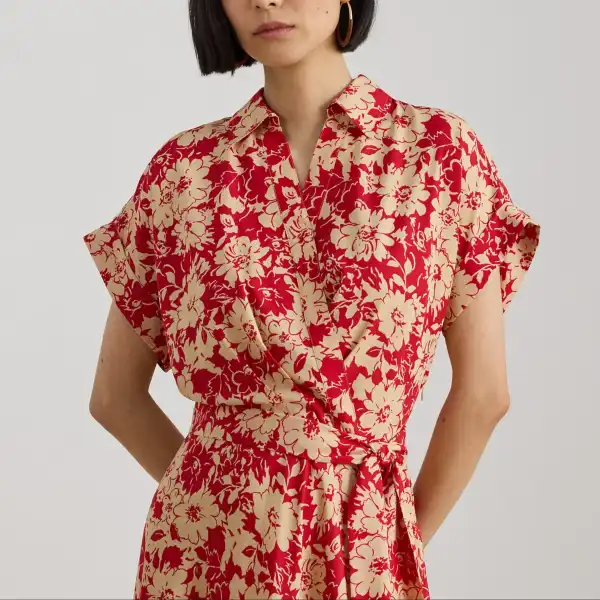 Belted Floral Women's Casual Dress