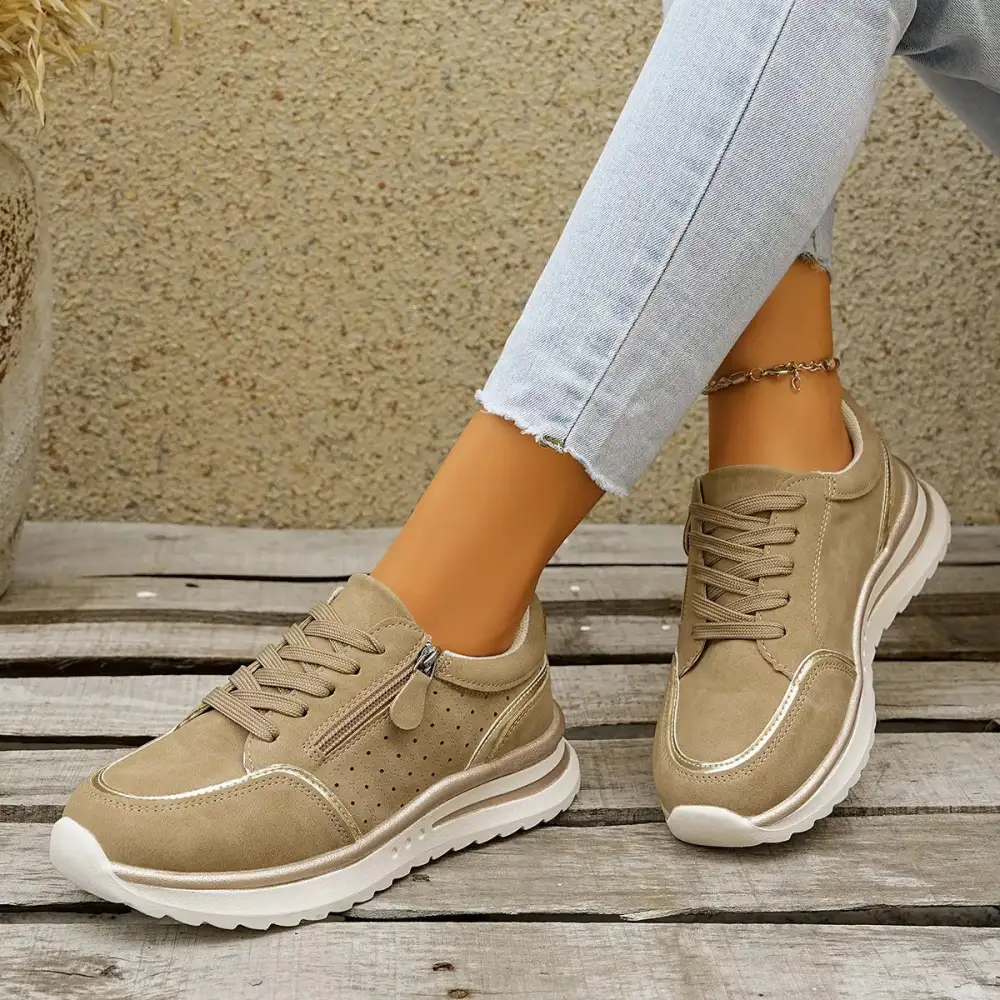 Refined Round Toe Lace-Up Sneakers