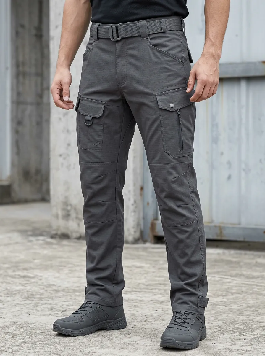 Refined Ripstop-Style Men's Multi-Pocket Waterproof Tactical Cargo Pants