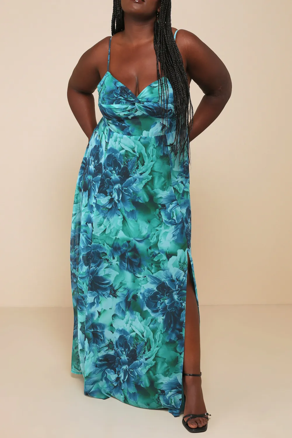 Casual Style Floral Print Twist-Front Maxi Dress