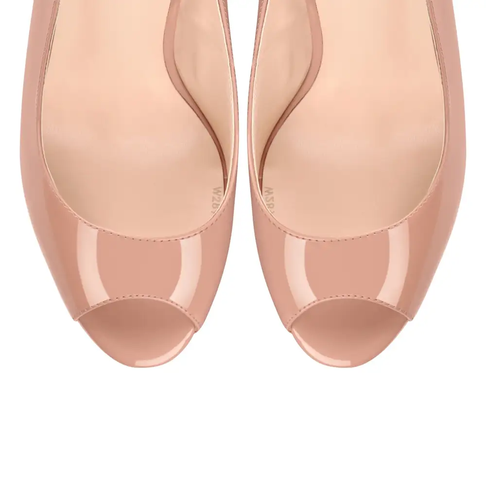 Polished Peep Toe Low Platform Stiletto Pumps