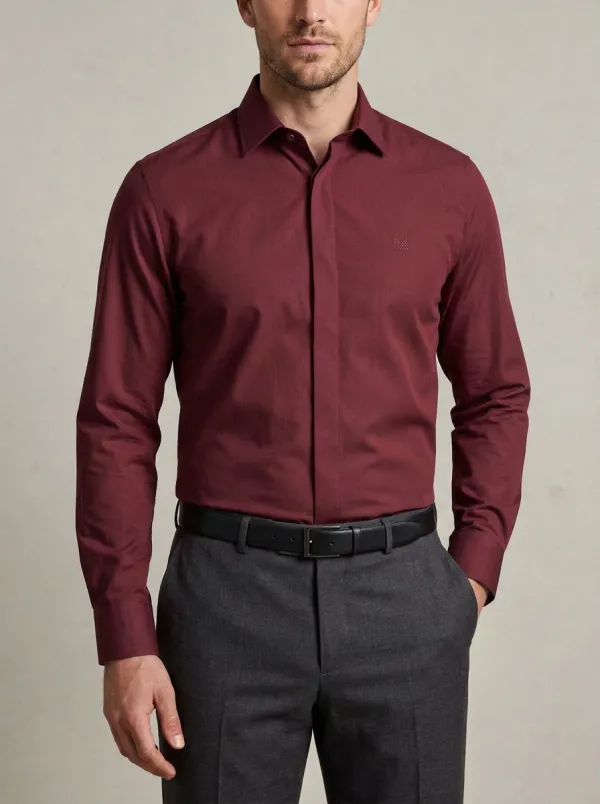 Men's Non-Iron Cotton Minimalist Embroidered Dress Shirt
