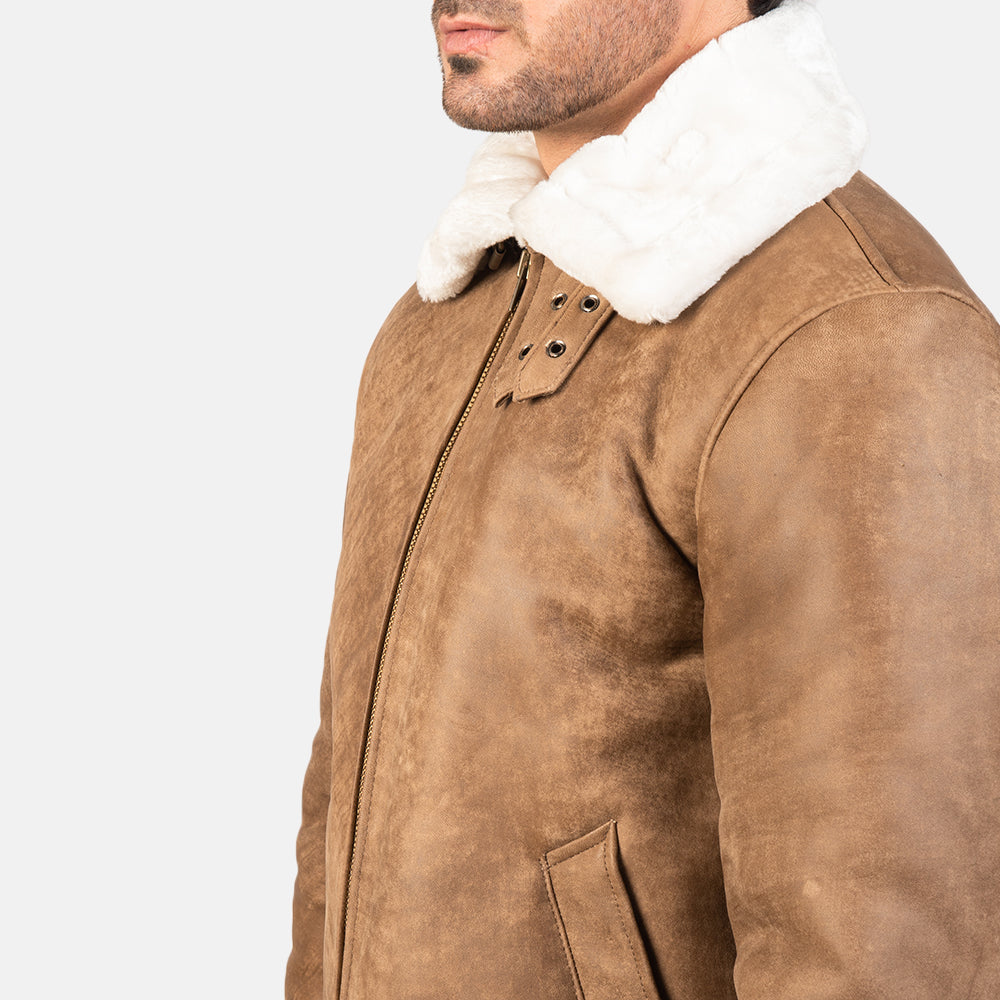 Men's Bomber Leather Distressed Jacket