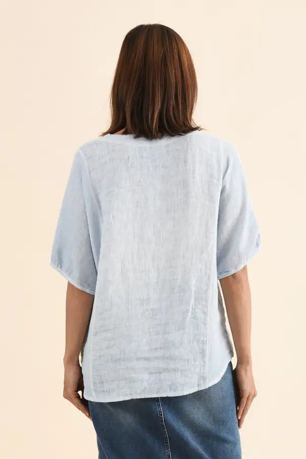 Linen Cotton Blend Relaxed Fit Lightweight Top