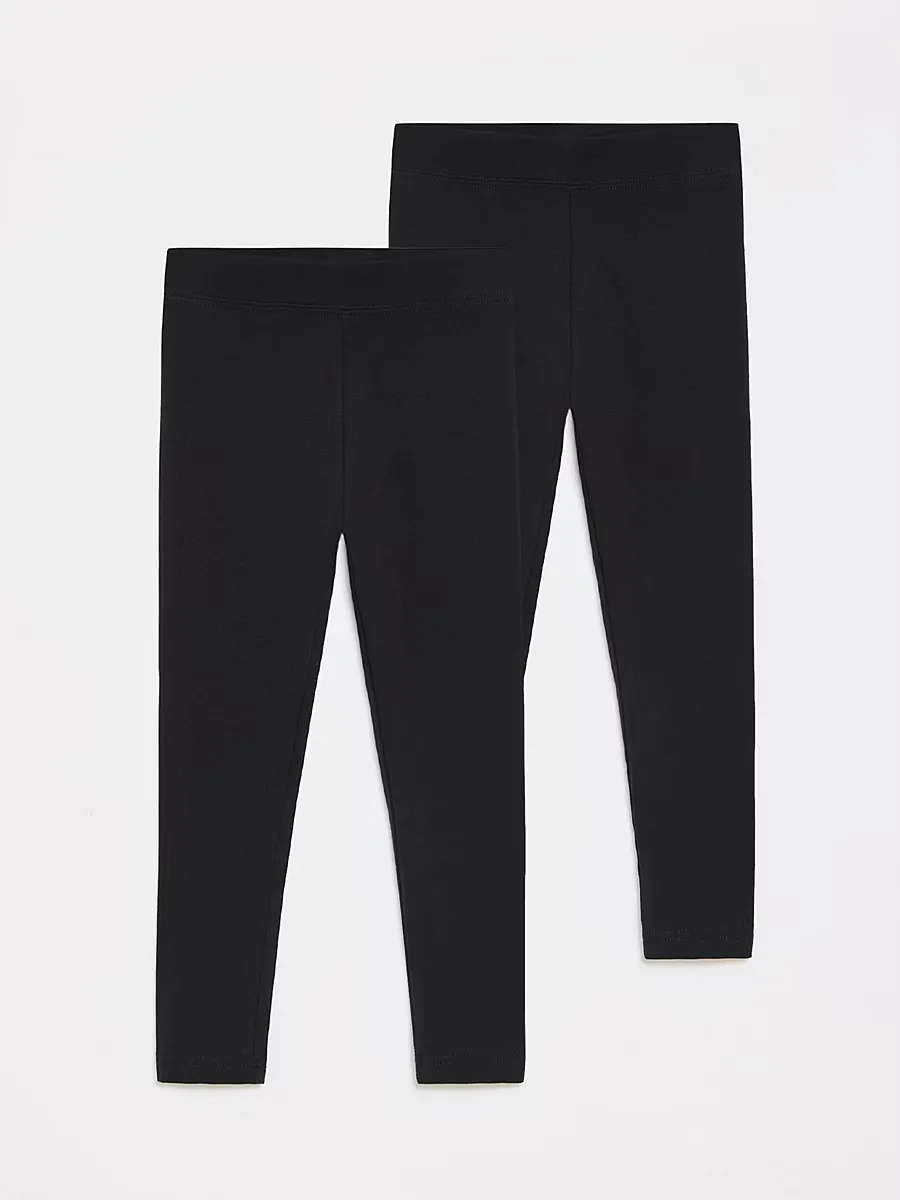 Black Cotton Rich Girls School Leggings 2 Pack
