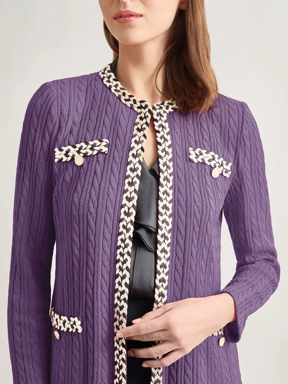 Contrast Colored Medium Length Jacket