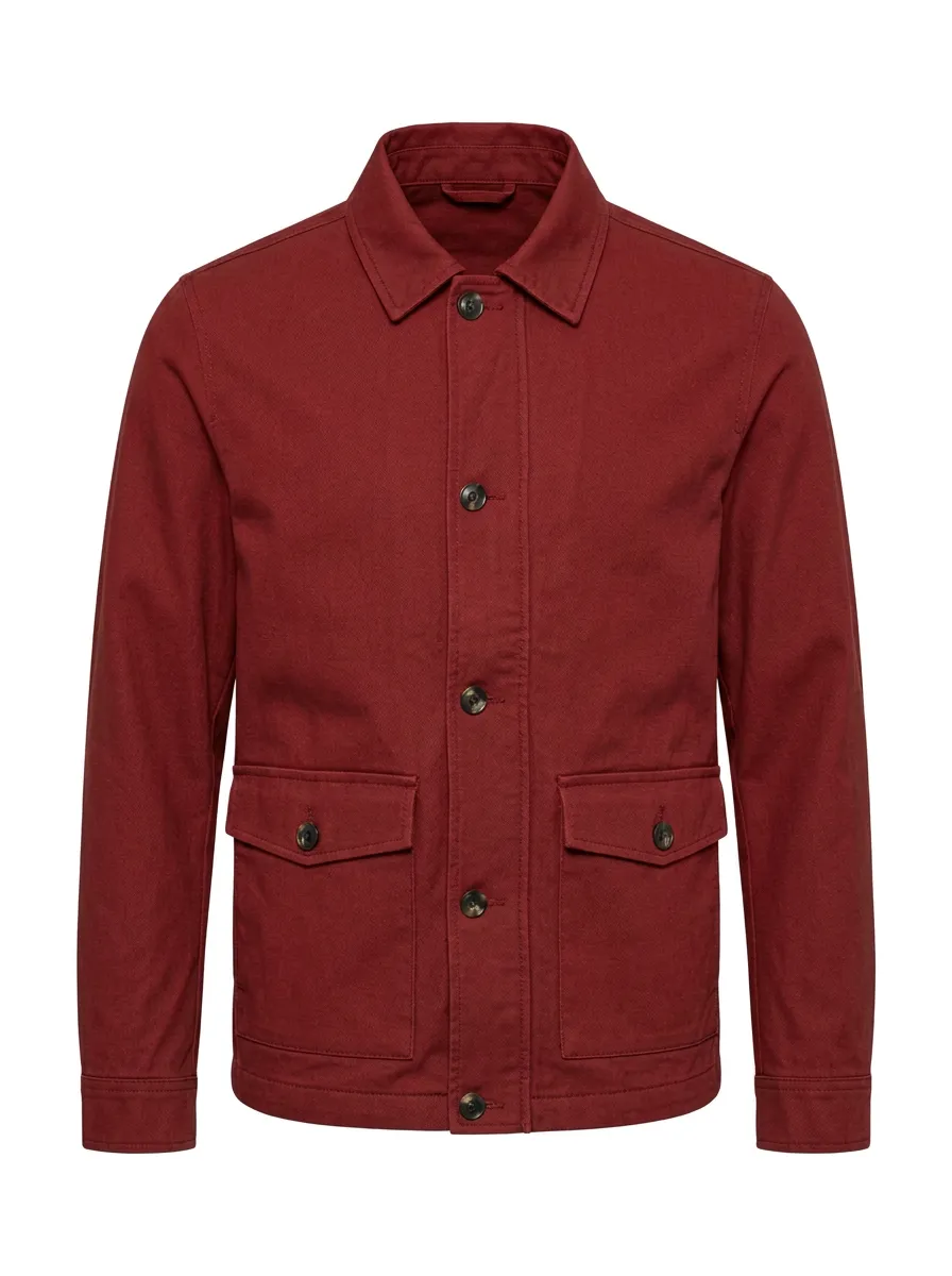 Men's Casual Minimalist Solid Grey Button-Up Utility Jacket