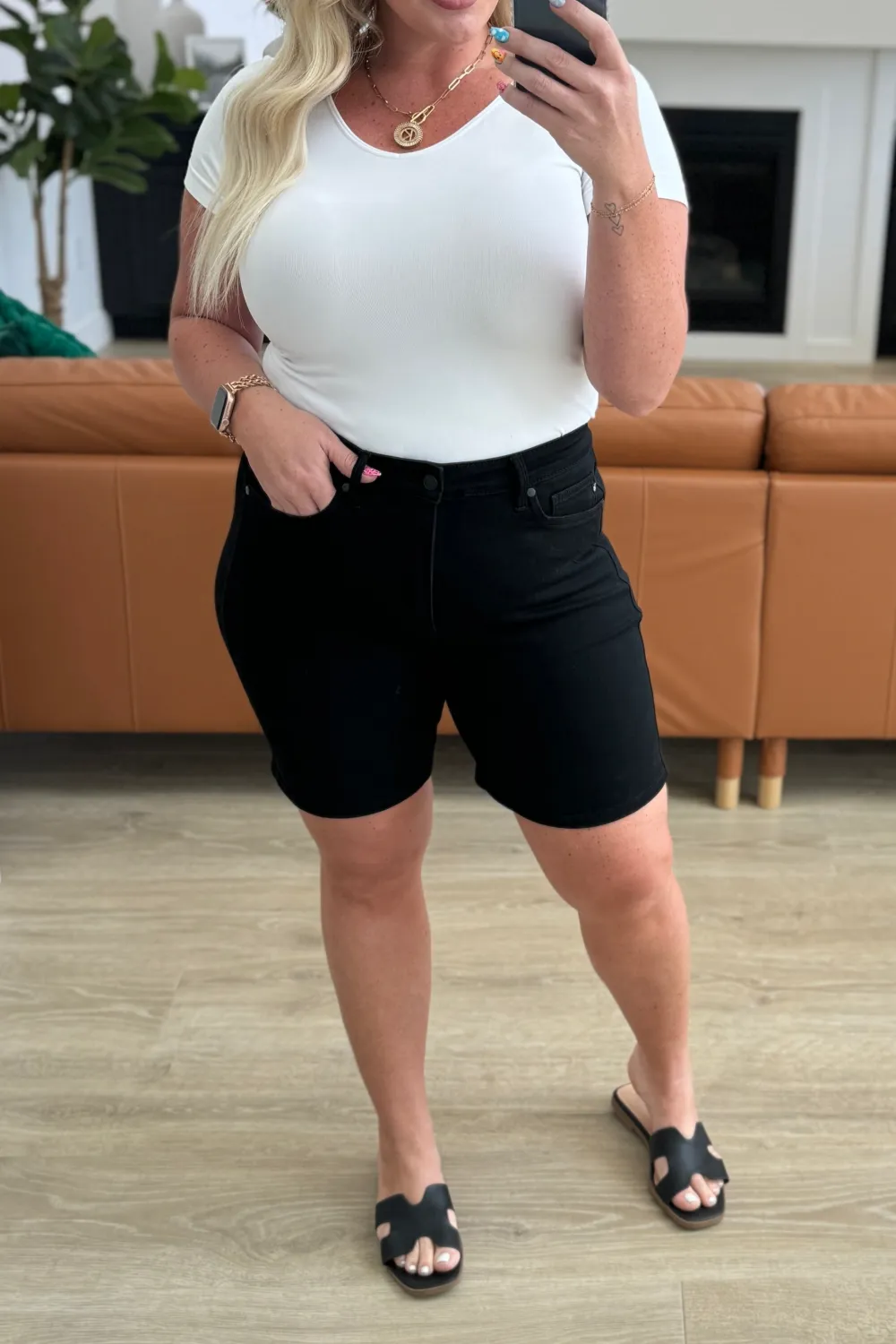 High Rise Control Top Cuffed Shorts