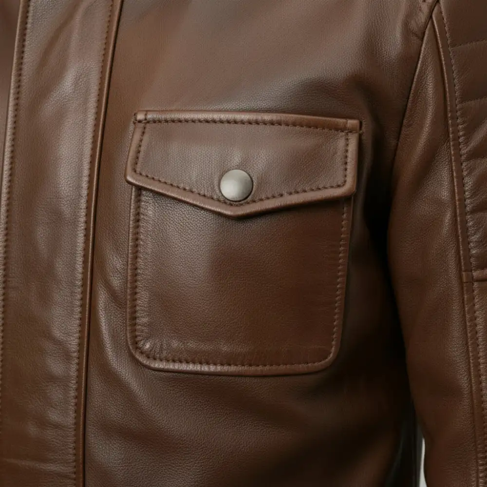 Structured Leather Biker Motorcycle Multi Pocket Jacket