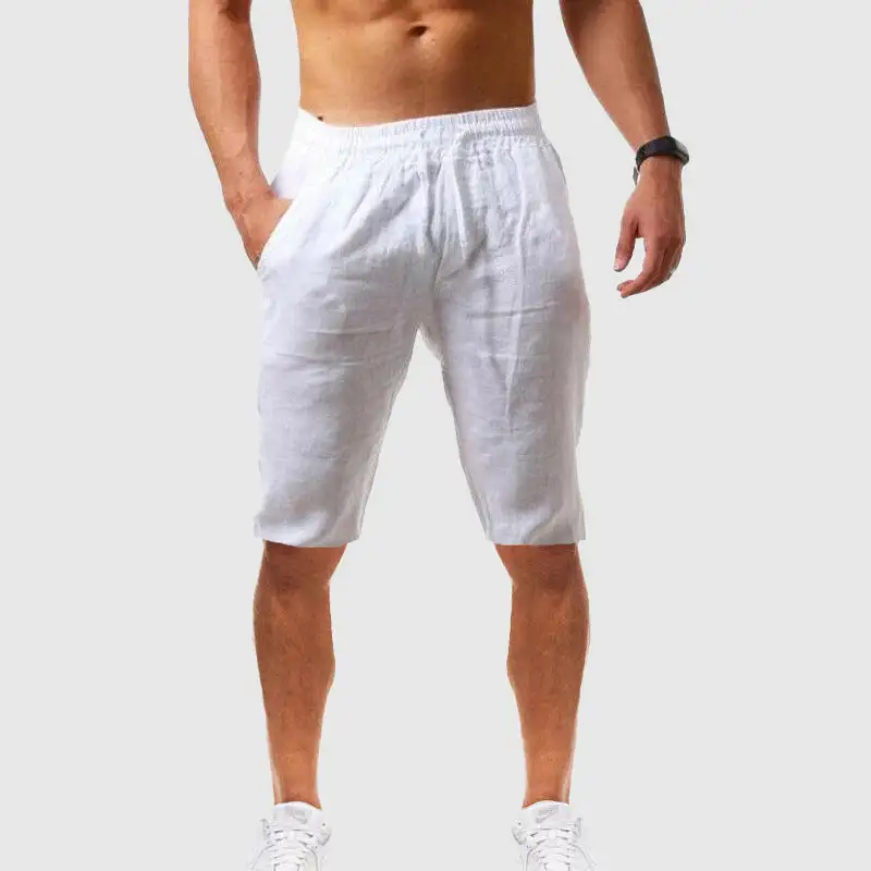 Men's Linen Elastic Waist Drawstring Shorts