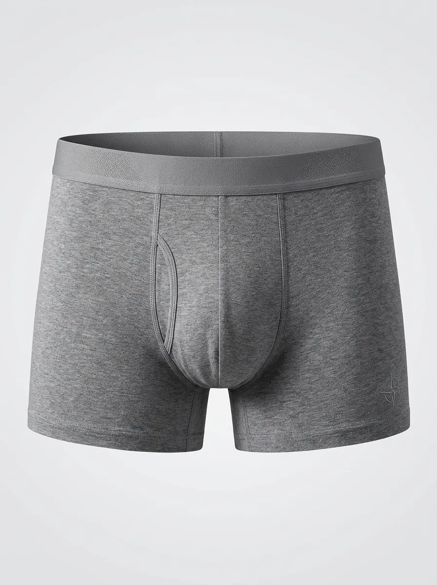 Men's Minimalist Compass Logo Grey Printed Boxer Briefs