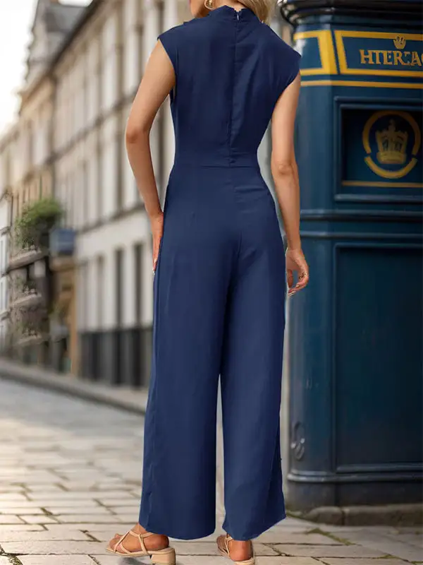 Sleeveless Clean Swing Collar Jumpsuit