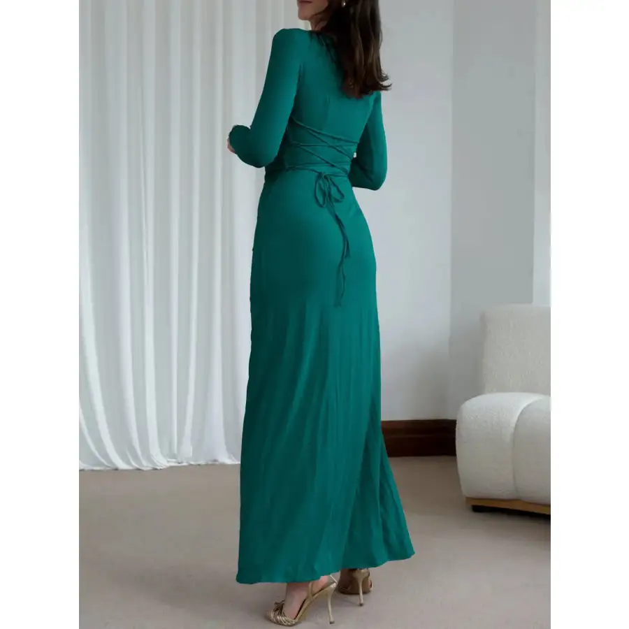 Soft Ruched Long Sleeve Maxi Dress