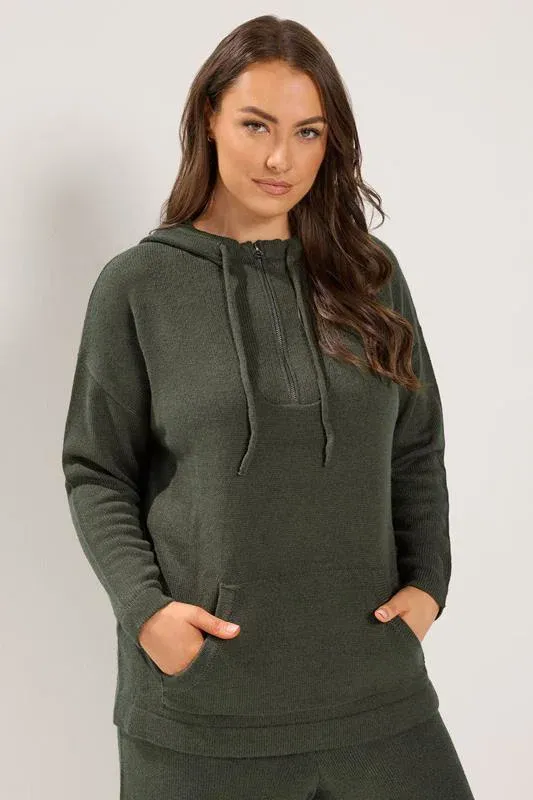Khaki Green Knitted Hoodie